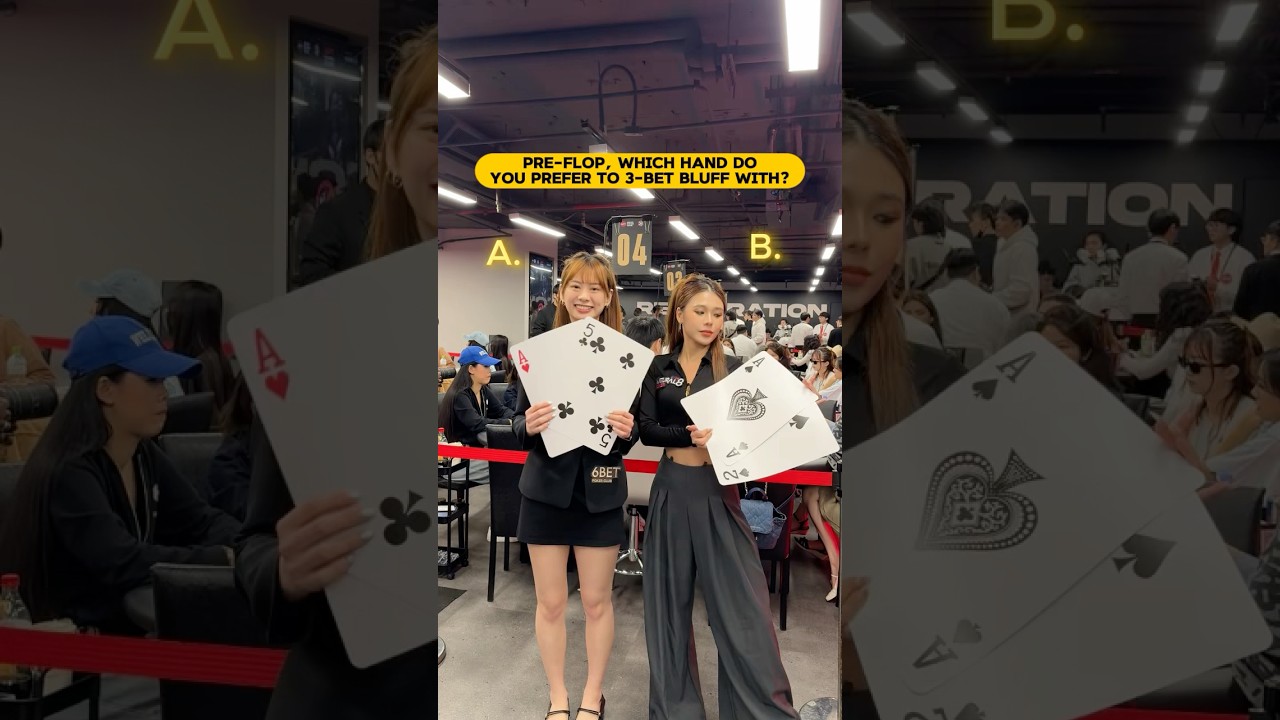 Pre-flop, which hand do you prefer to 3-bet bluff with? 🤔 