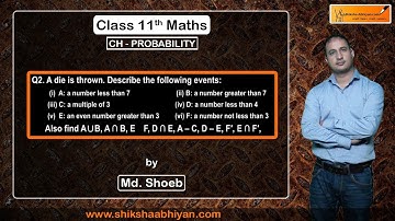 Q2 Describe the following events when a die is thrown: