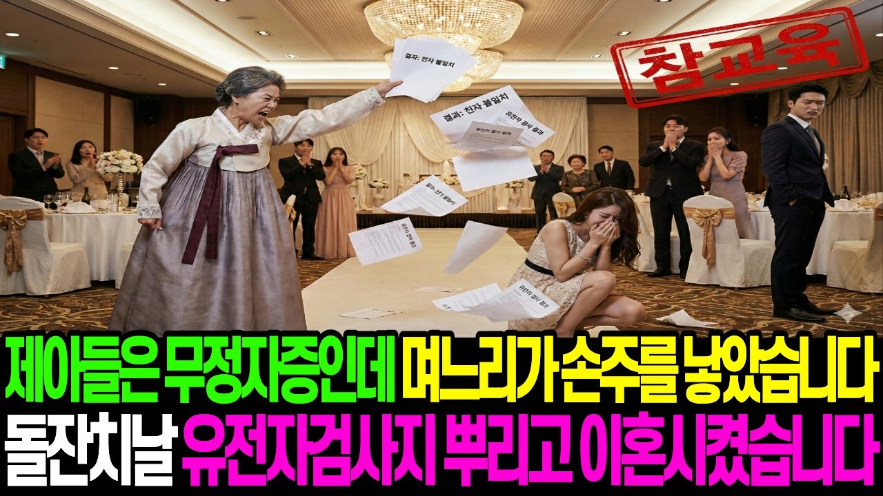 제아들은 무정자증인데 며느리가 손주를 낳았습니다  돌잔치날 유전자검사지 뿌리고 이혼시켰습니다