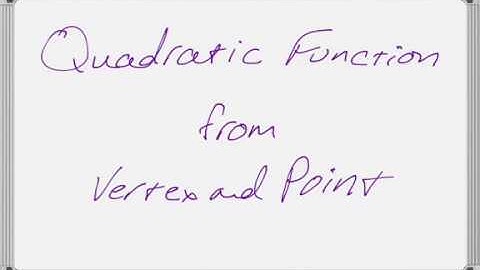 Quadratic Function Given Vertex and Point