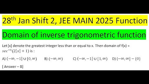 Let [x] denote the greatest integer less than or equal to x.Then domain of f(x) = 〖sec〗^(-1) (2[x]+1