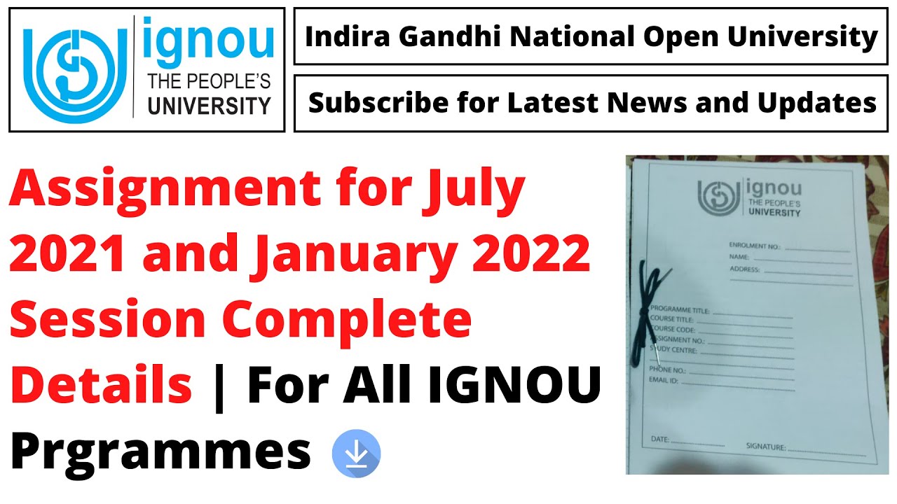 ignou assignment for jan 2022 session