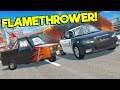 Destroying Police Cars with a Pigeon with a FLAMETHROWER in BeamNG Drive Mods?!