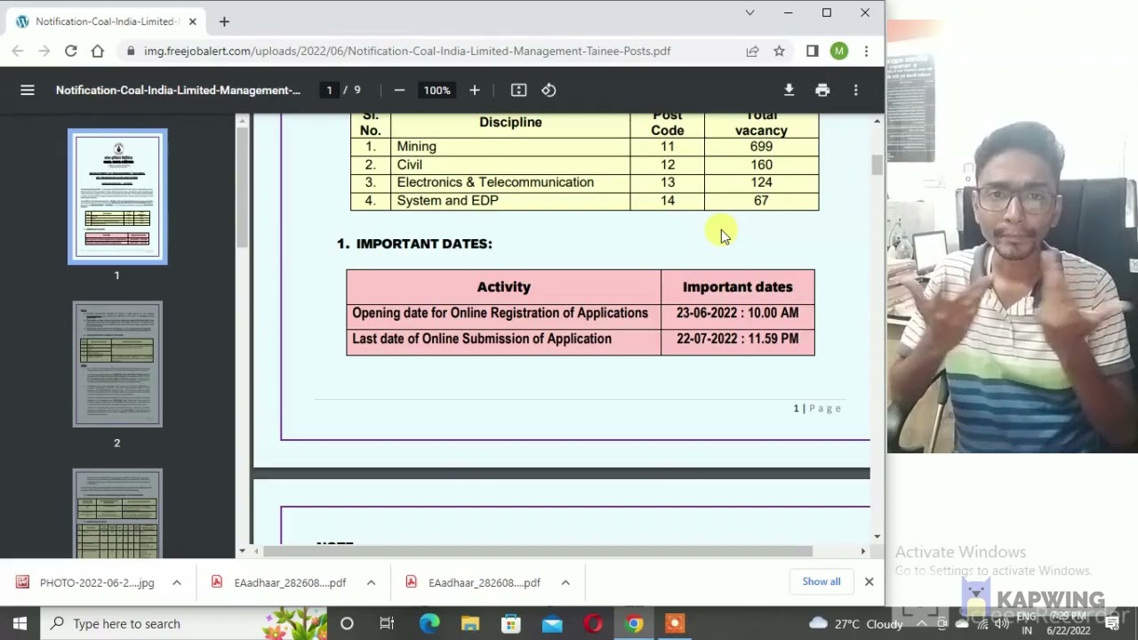 Coal India Limited (CIL) Management Trainee Vacancy 2022 II  indiasignlanguage