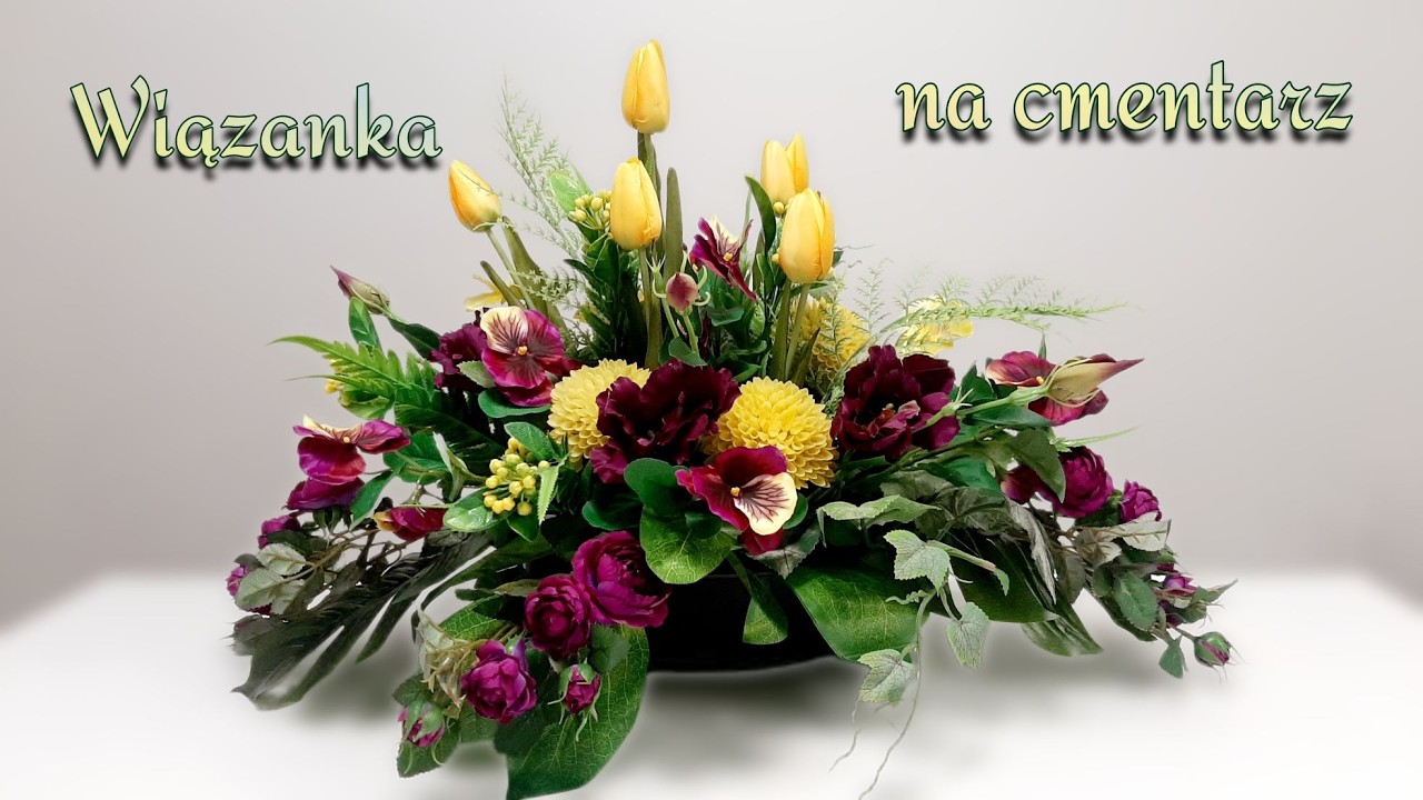Кладбищенский венок с тюльпанами и анютиными глазками // Сделай сам // Как сделать
