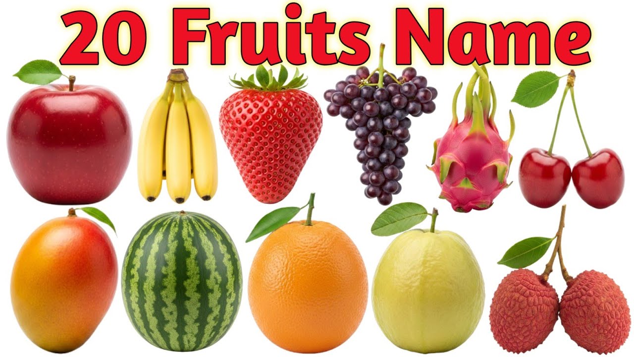 20 Fruits Name 🍎 | Kids Learning Video | Fruits Name in English & Hindi | Kids learning |#Fruits 