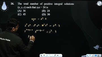 The total number of positive integral solutions (x, y, z) such that xyz = 24 is ....
