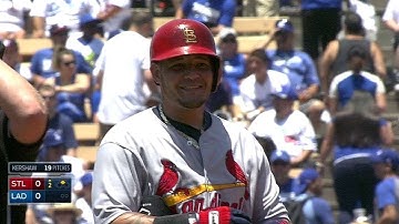 STL@LAD: Molina drives a double to lead off the 2nd