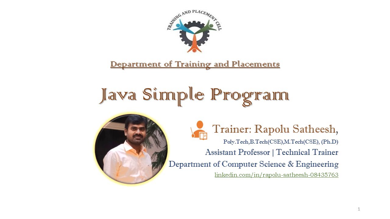 Lecture 1 : Simple Java Program and its keywords - YouTube