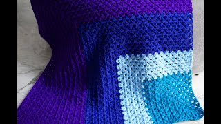Mitered granny square blanket crochet pattern