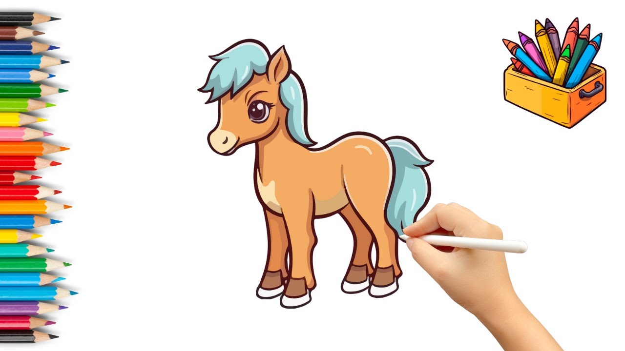 cute horse drawing /drawing,coloring and painting for kids /how to draw ...