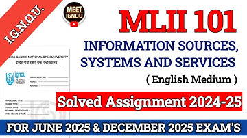 MLII 101 Solved Assignment 2024-25 // Information Sources, Systems and Services // #mlii101 #mlii