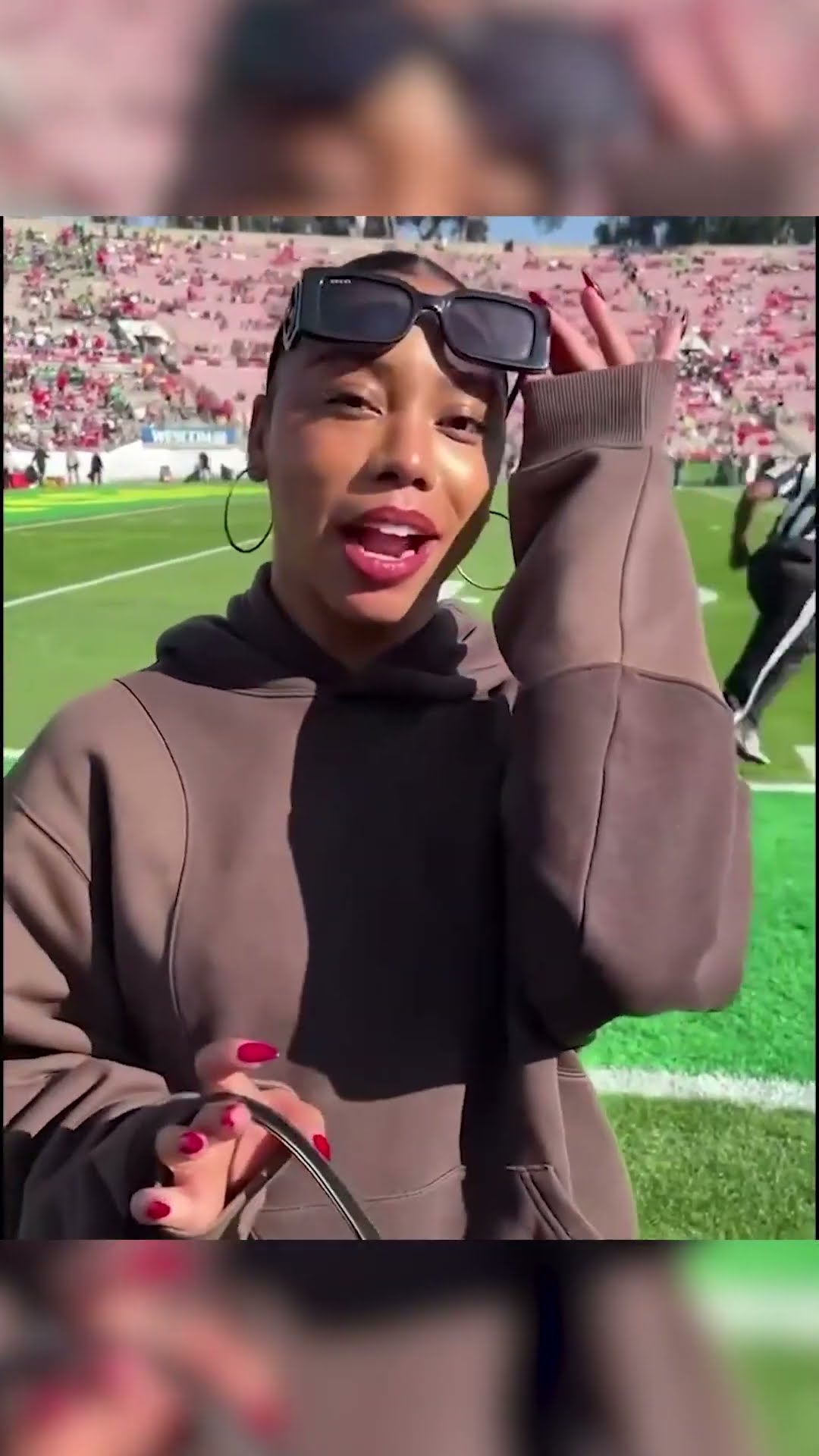 Jordan Chiles pulled up to the Rose Bowl \u0026 met Peter Herbstreit ? ?