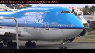 Amazing KLM Boeing 747-400 takeoff from St. Maarten!