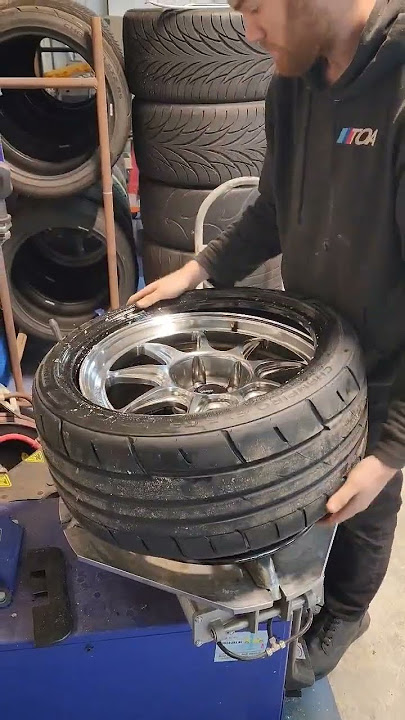Mounting some fresh GT Radials on our Konig wheels! #konigwheels #gtradial #bmw #formuladrift #konig