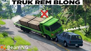 The Struggle of Driving a Truck with No Brakes Downhill 😓😓 BeamNG Drive Indonesia screenshot 3