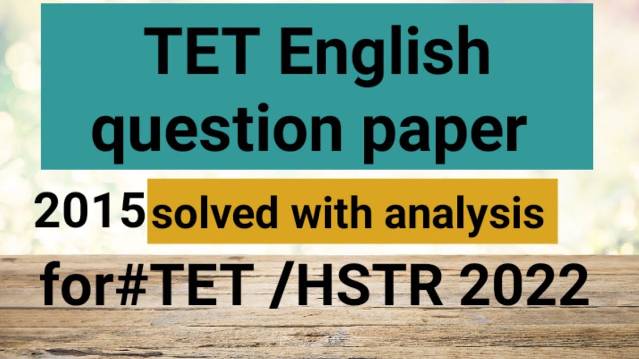 Karnataka #TET/English question paper 2015/solved helpful for#TET/2022