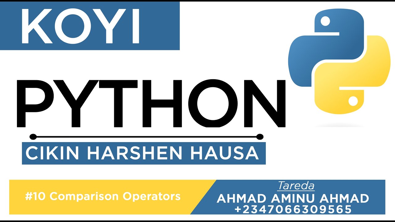 KOYI PYTHON 10 Comparison Operators - YouTube