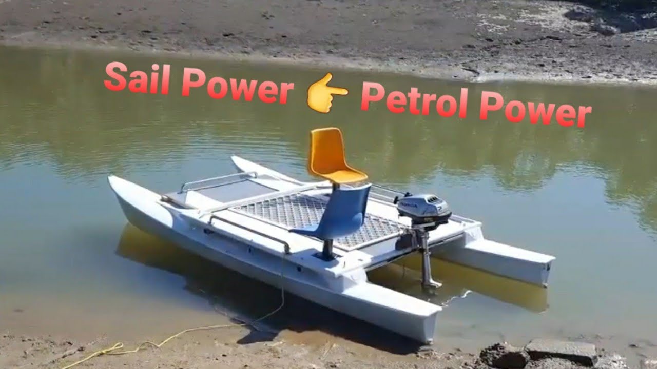 Sailing Catamaran turned motor pontoon - YouTube