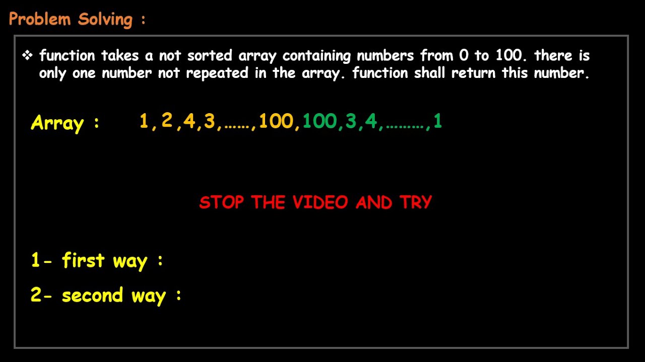 function takes an array containing num from 0 to 100.there is only one ...