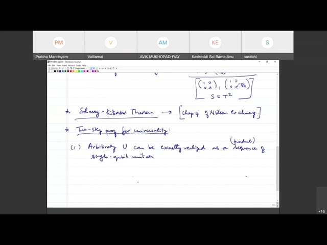 Quantum Computation and Quantum Information: Lecture 30 (Universal set of quantum gates)