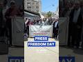 Gaza journalists mark World Press Freedom Day with protest