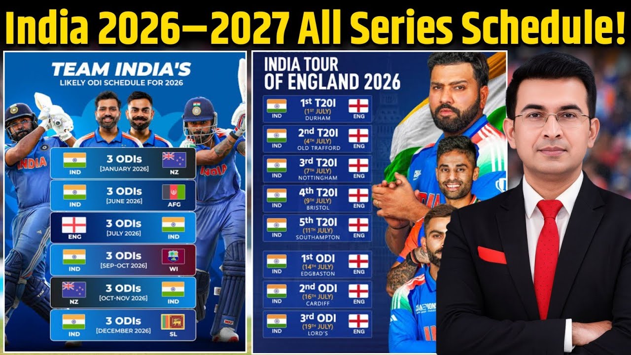 Team India का पूरा 2026–27 शेड्यूल! इंग्लैंड दौरा, न्यूज़ीलैंड चुनौती और 2027 वर्ल्ड कप की तैयारी