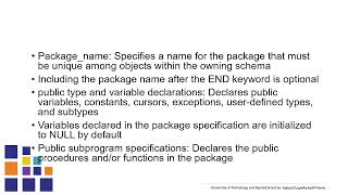 Database Programming: Packages Topic 1
