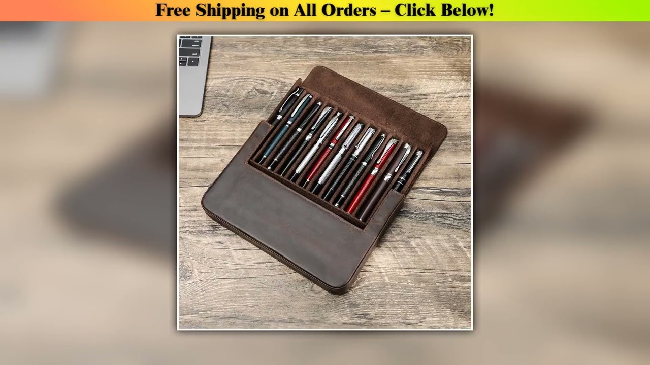 Luxury Genuine Leather 12 Slots Fountain Pen Case Box Office School Stationery Pen Storage Pouch