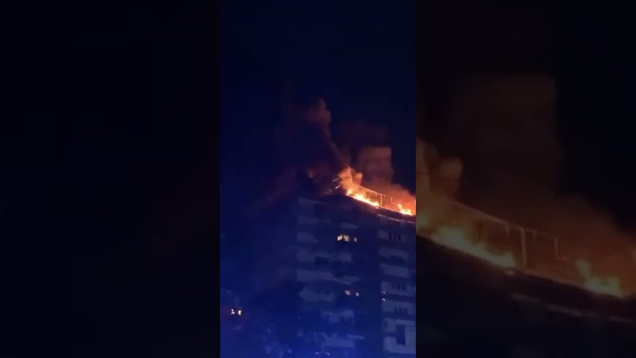 Fireball Explodes On Roof Of Eight Story Building In Berlin