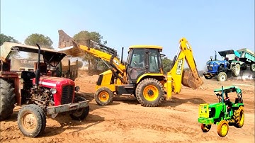 Jcb 3dx Xpert Backhoe Loader Loading Mudin Trolley Massey 241 Eicher 380 John Deere Tractor jcb wala
