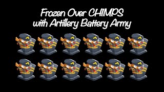 BTD6: Frozen Over CHIMPS with Artillery Battery Army (Black Border)