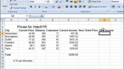 IGCSE ICT Excel Video Tutorial from 4IT0/02 exam in 2012