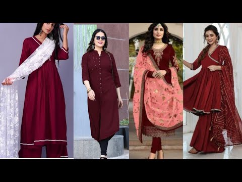 Maroon Colour Combination Dress Design idea 2022  Party wear Embroidery Suit Designing Ideas