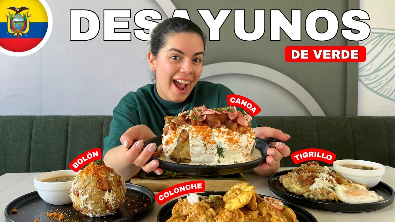 Probando DESAYUNOS de la costa ECUATORIANA 🇪🇨l HECHOS DE VERDE - Bolón, tigrillo, canoa - Geleocos