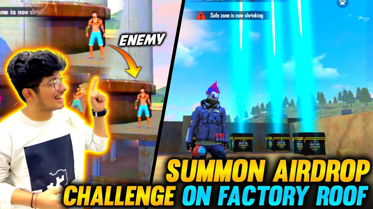 FREEFIRE || SUMMON AIRDROP CHALLENGE ON FACTORY ROOF WITH FUNNY ENEMIES ||😂 LIVE REACTION OF TSG