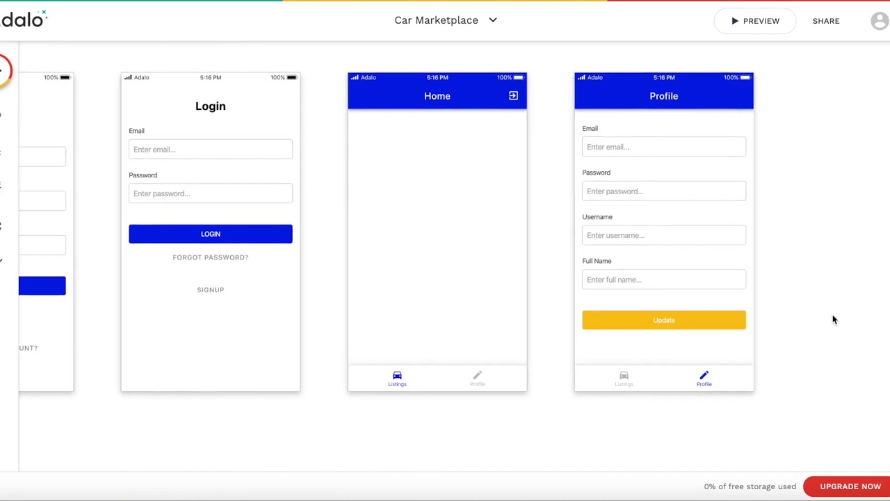 Creating a car marketplace mobile app using Adalo part 1