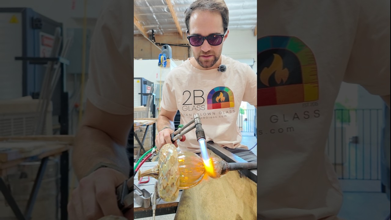 Blowing a Giant Iridescent Acorn Out of Glass 🍂 