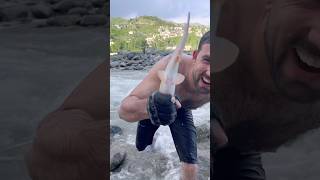 Monster Fish Caught by Hand in Fast River! 😱🔥 #fishing #netfishing #outdoors #foryou #foryourpage