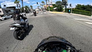 Ninja H2 Meets Girl On Ninja 400 Riding Through Hollywood