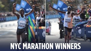 Winners Of The 2019 Nyc Marathon Cross Finish Line Youtube