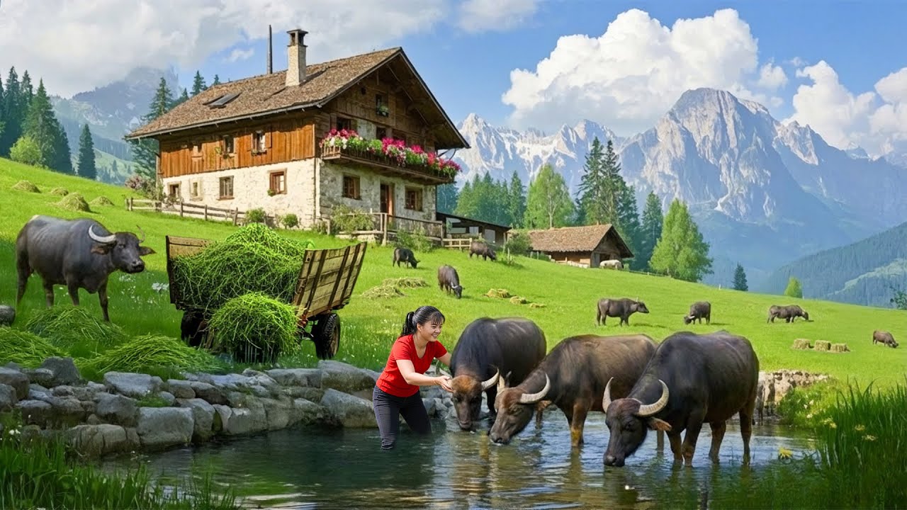 New Year’s Day in the Vietnamese Countryside | Cutting Grass for Buffalo & Making Delicious Pickles
