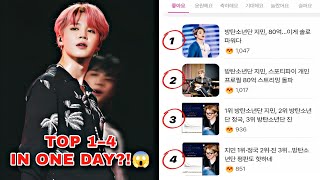 One Minute Ago Jimin Shocks Korea By Taking Over Navers Top 14 In A Single Day