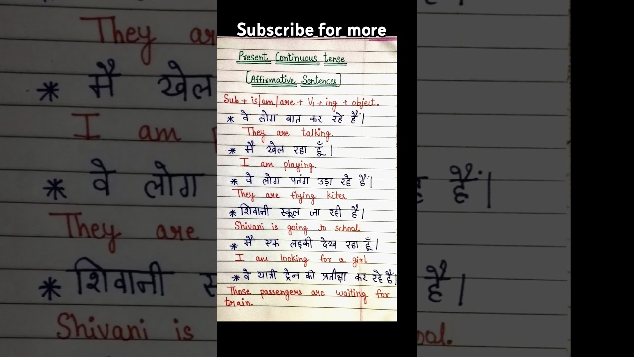 Present continuous tense - Affirmative sentences 