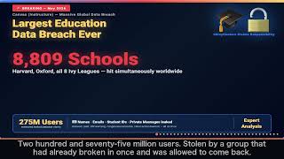 Largest Education Data Breach Ever    8,809 Schools  including Harvard, Oxford, all 8 Ivy Leagues