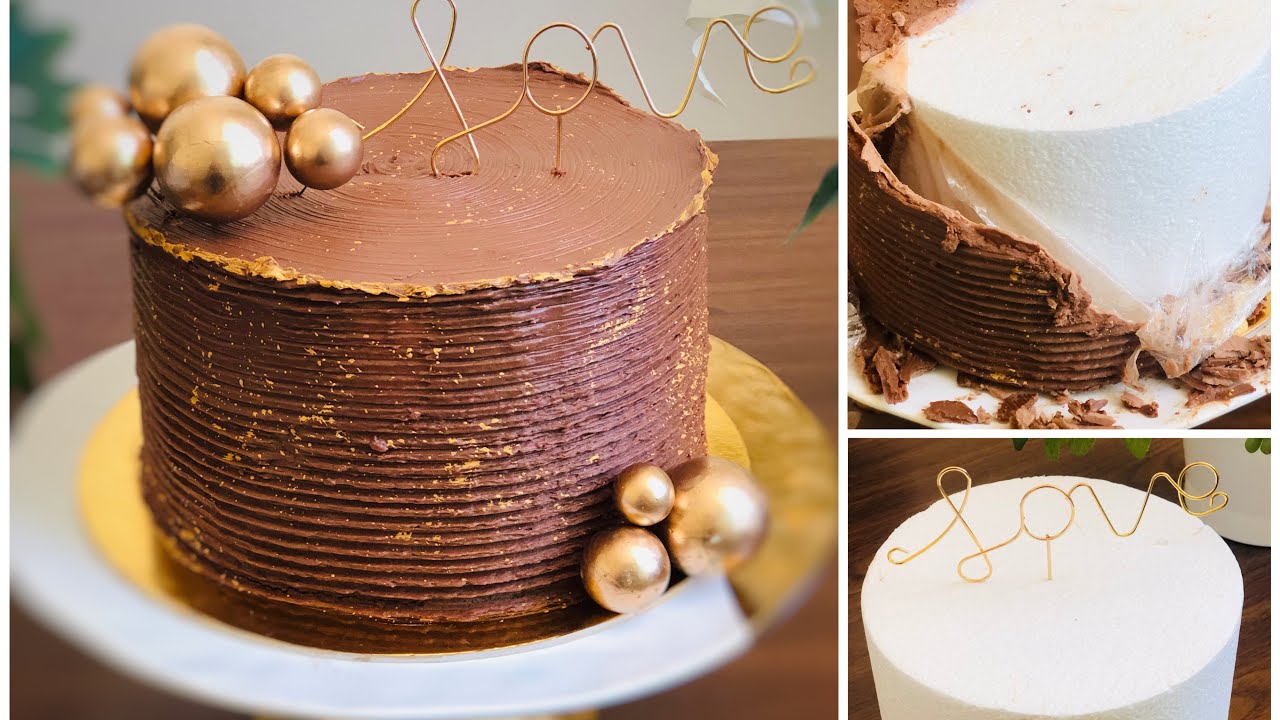 افضل طريقة لتغليف كيك غير حقيقي(فلين) بالكريمة للتدريب علي تزيين الكيك