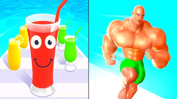 🥤 Juice run 🆚 Muscle Rush Walkthrough Android IOS Mobile Gameplay 