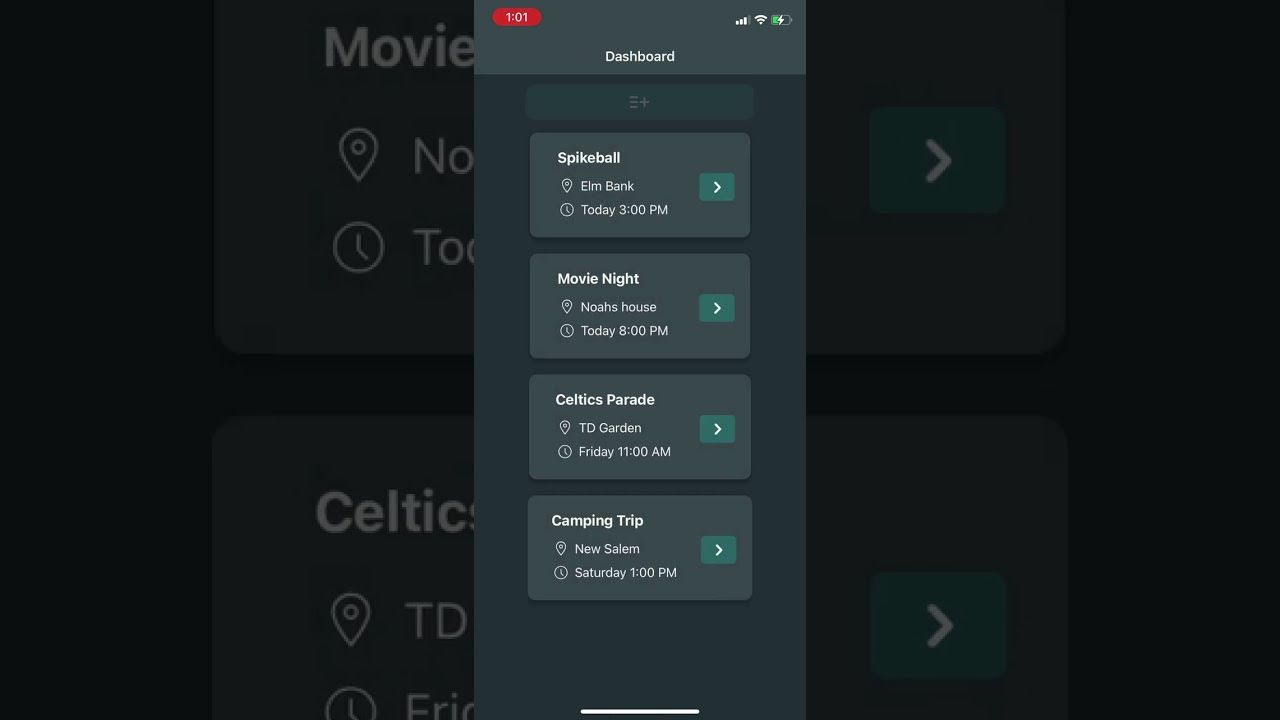Group Planning App - Prototype mobile UI demo