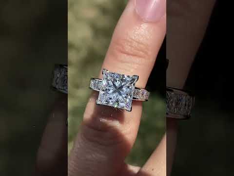 2.5mm Square Lab Grown Diamond Engagement Ring, 1.3ct ring video
