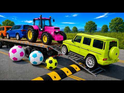 Flatbed Truck Mcqueen | Transportation with Truck - Pothole vs Car # - BeamNG.Drive#3